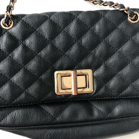 ALDO Black Quilted Leather Shoulder Purse - Picture 3 of 6